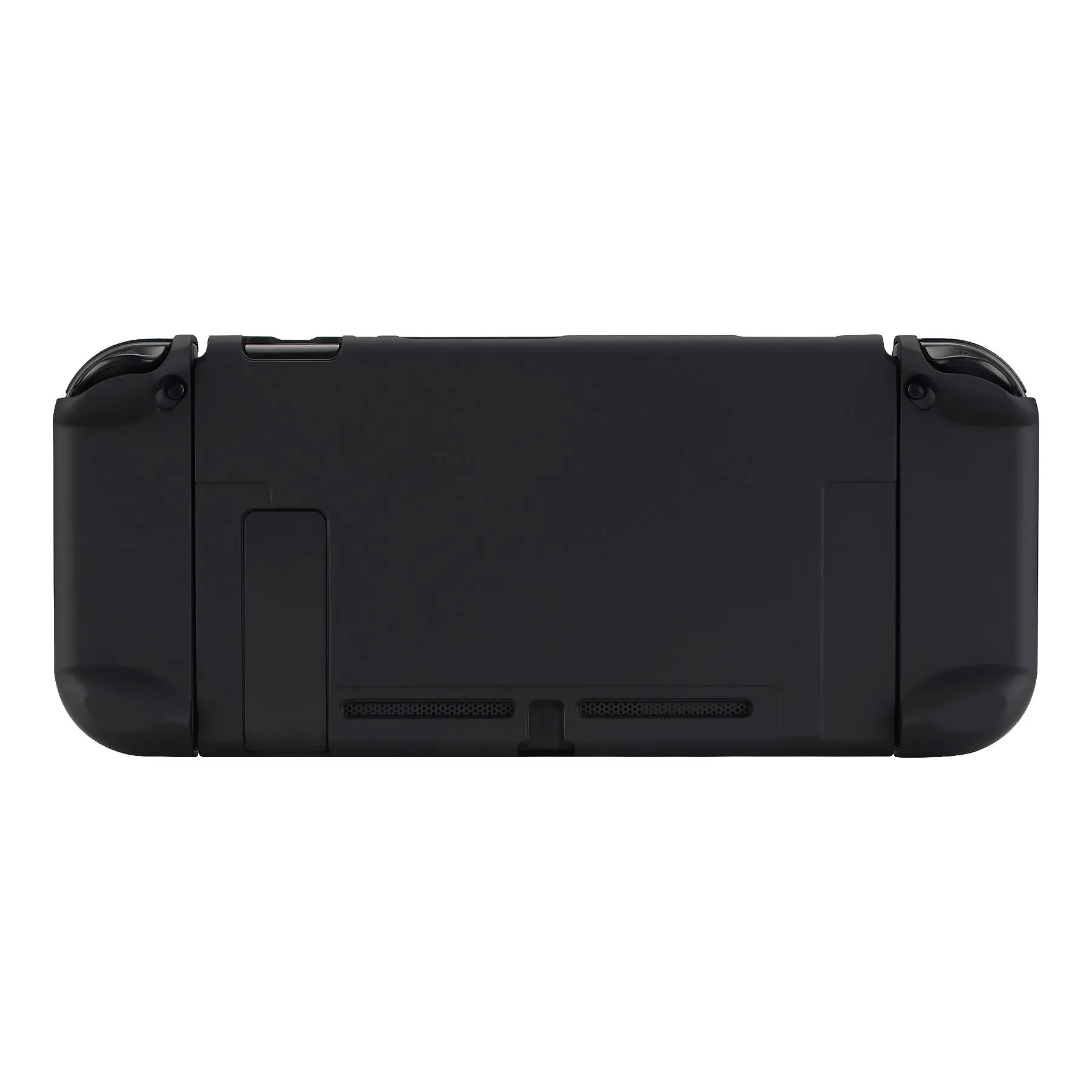 PlayVital Black Back Cover for NS Switch Console, NS Joycon Handheld Controller Separable Protector Hard Shell, Soft Touch Customized Dockable Protective Case for NS Switch - NTP344