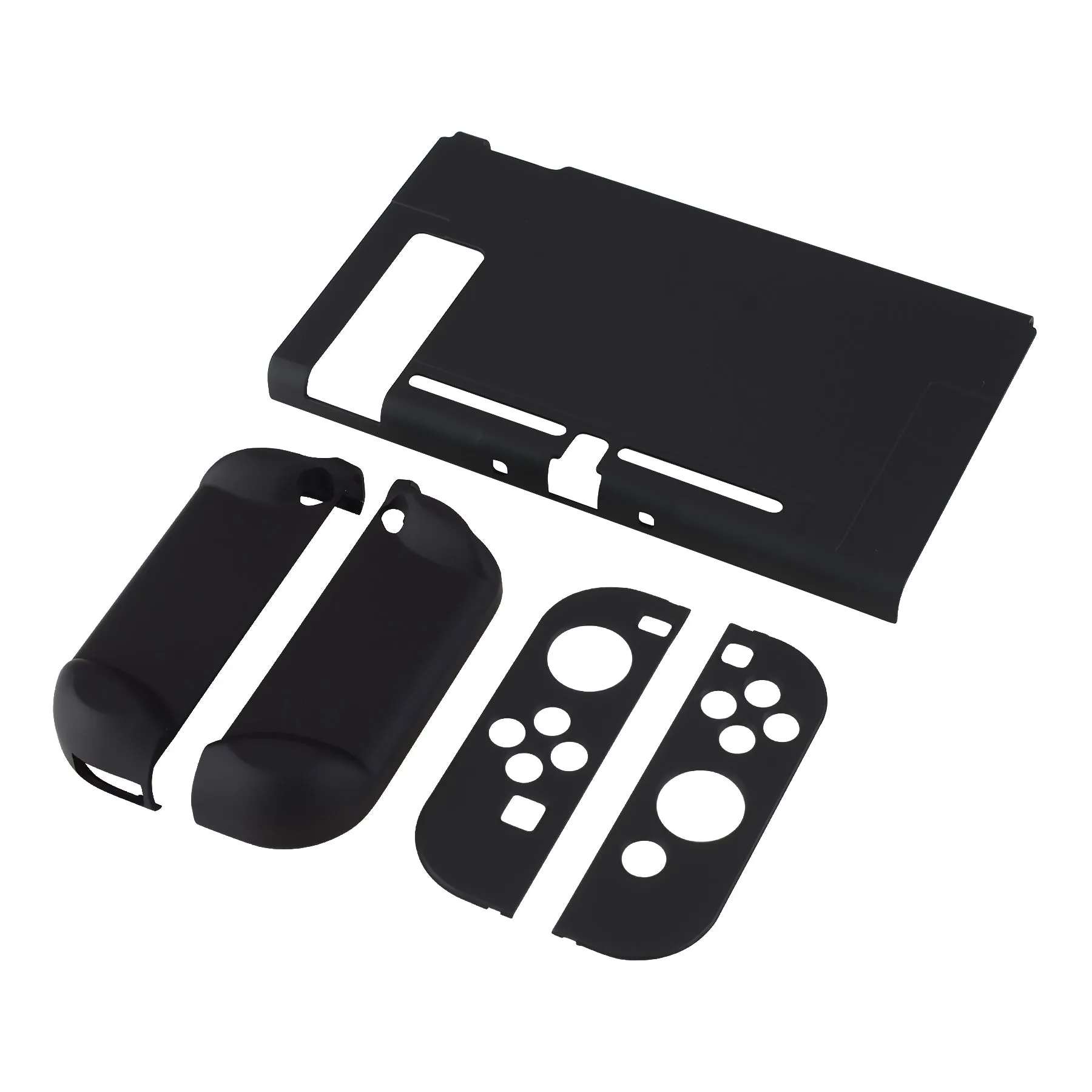 PlayVital Black Back Cover for NS Switch Console, NS Joycon Handheld Controller Separable Protector Hard Shell, Soft Touch Customized Dockable Protective Case for NS Switch - NTP344