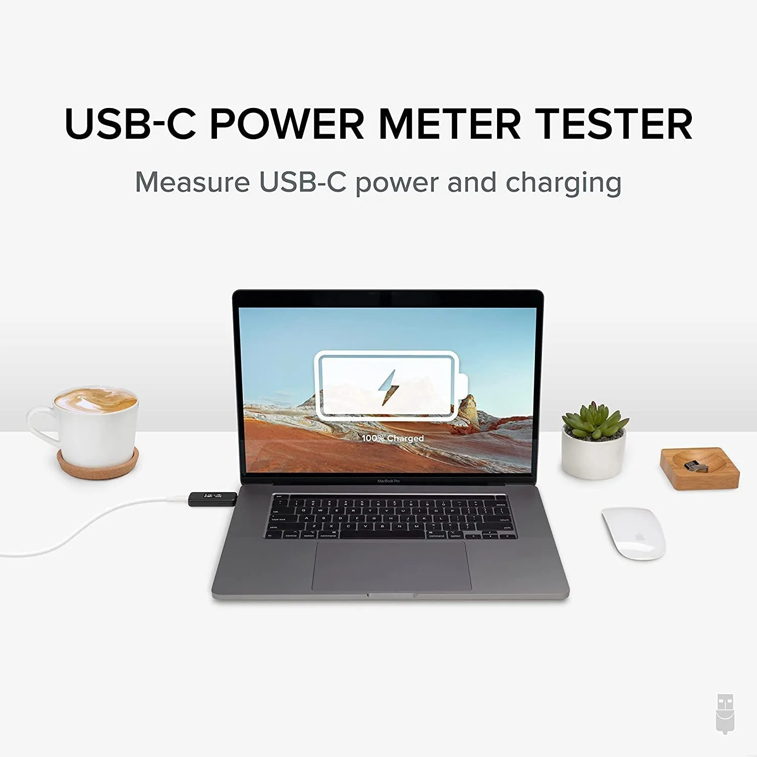 Plugable USB C Power Meter Tester for Monitoring USB-C Connections - Digital Multimeter for USB-C Cables, Laptops, Phones and Chargers