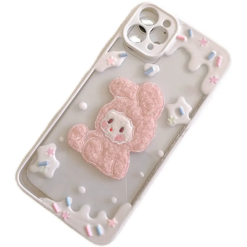 Plush rabbit hand made phone case by40021