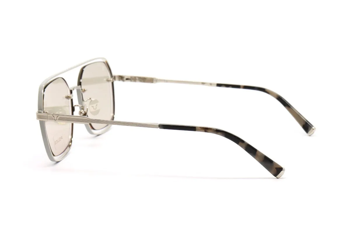 Police Unisex Silver-mirrored Square Sunglasses