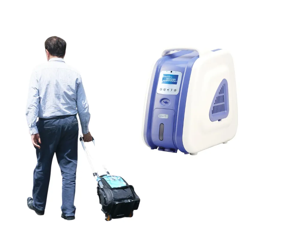 Portable 1L-3L Continuous Flow Medical Grade Adjustable Trolley Oxygen Concentrator