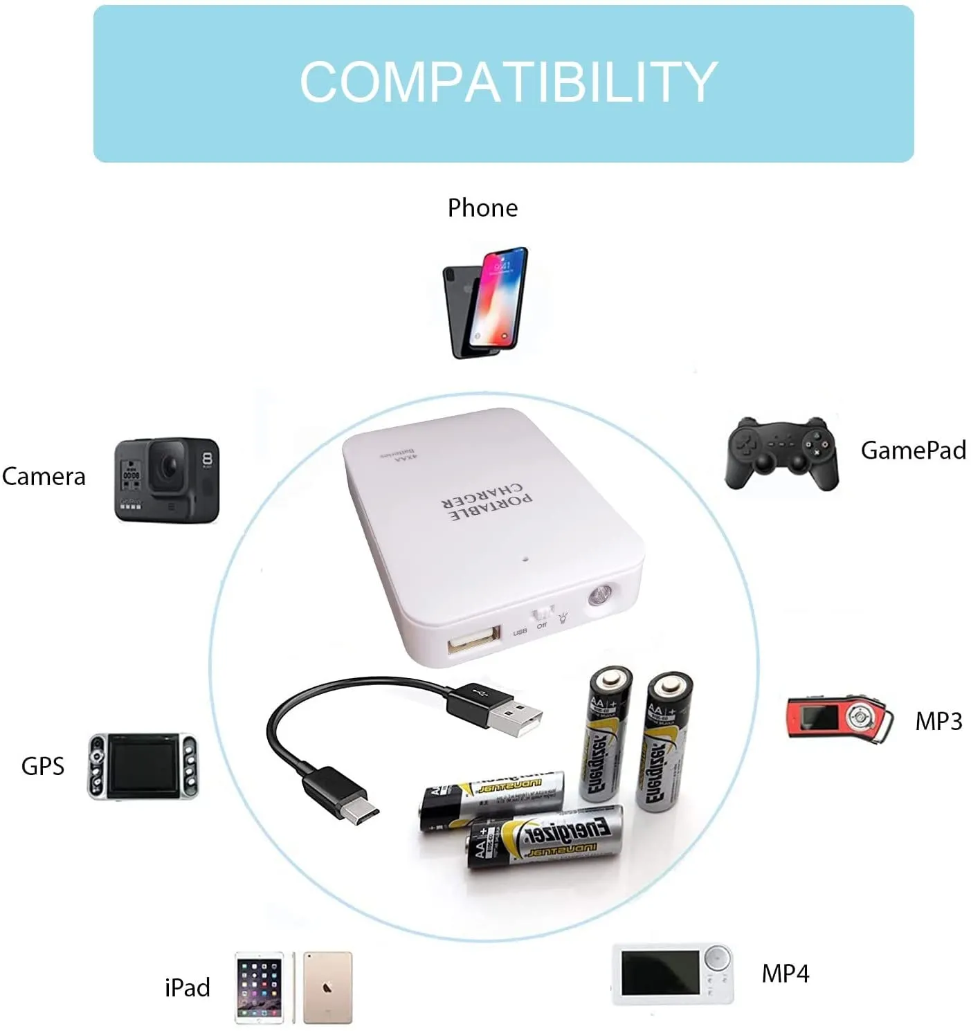 Portable AA Battery Travel Power Bank