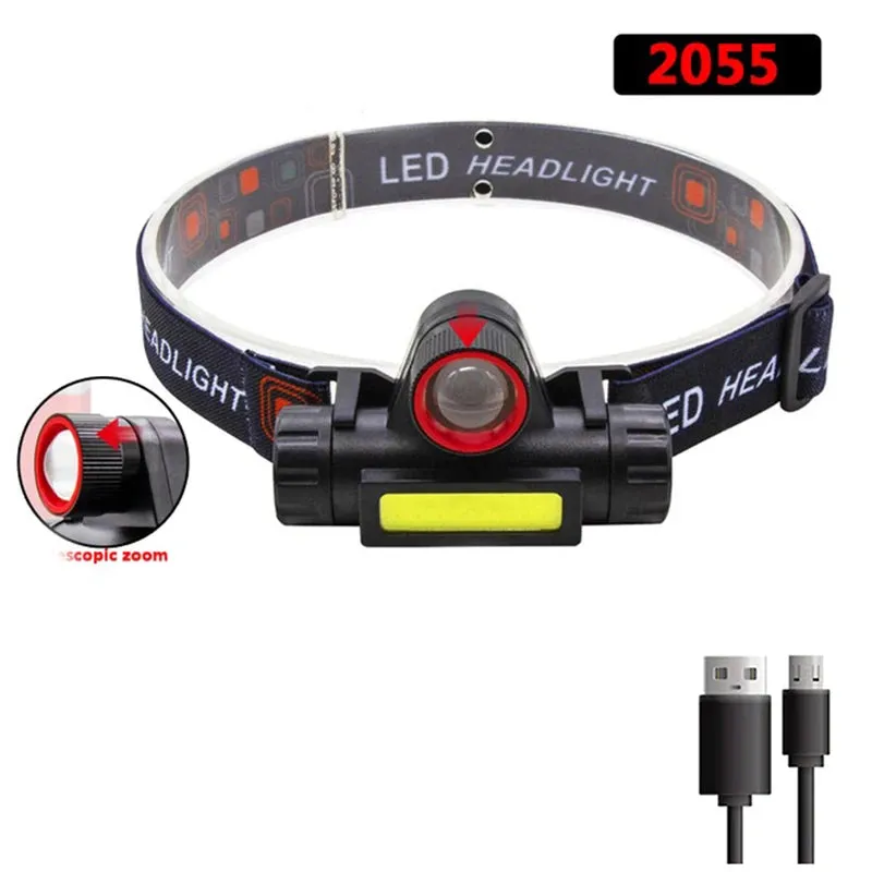 Portable LED Head Lamp With Magnet Built-in18650 Battery USB Rechargeable Headlamp Outdoor Waterproof Camping Fishing Headlight