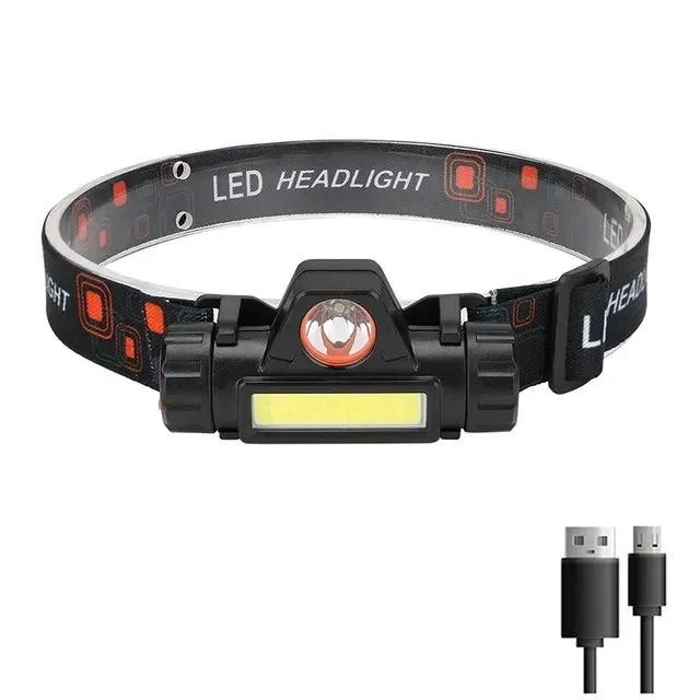 Portable Mini Flashlight Q5 COB Led Headlamp High Power Rechargeable Built-in Battery Outdoor Camping Fishing Headlight