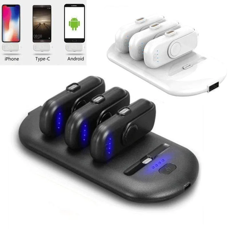 Portable Power Bank Charger - 4 Mini Magnetic Charging Packs with Charging Station Stand-Alone Powerbank for iPhone Android