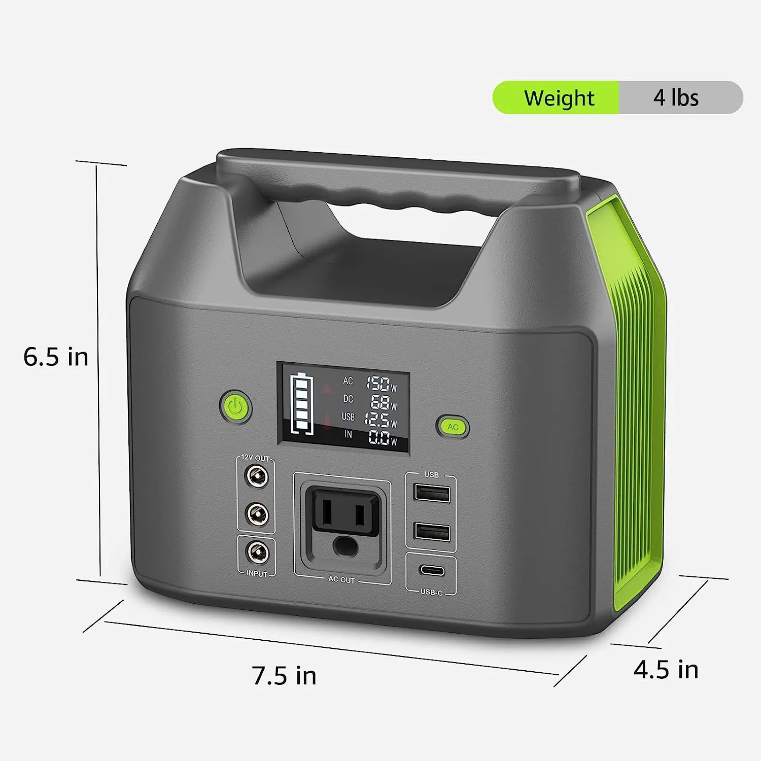 Portable Power Station, 150W 155Wh Power Bank with 110V AC Outlet, 6 Outputs External Battery Pack   Laptop Charger with LED Light for Camping