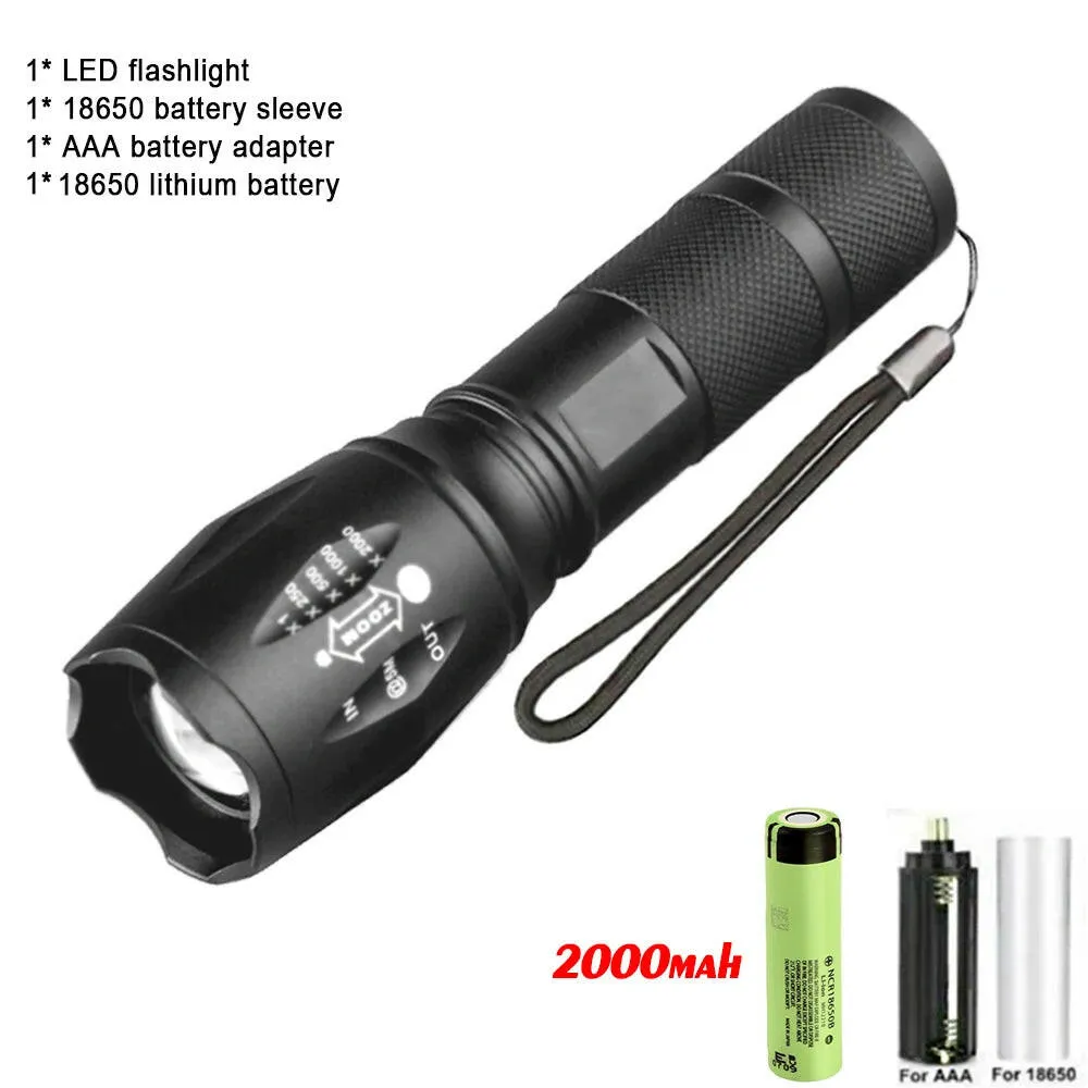 Portable Powerful LED Lamp XML-T6  Flashlight Linterna Torch Uses 18650 Chargeable Battery Outdoor Camping Tactics Flash Light