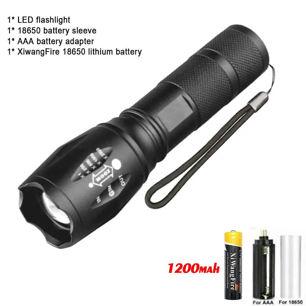 Portable Powerful LED Lamp XML-T6  Flashlight Linterna Torch Uses 18650 Chargeable Battery Outdoor Camping Tactics Flash Light