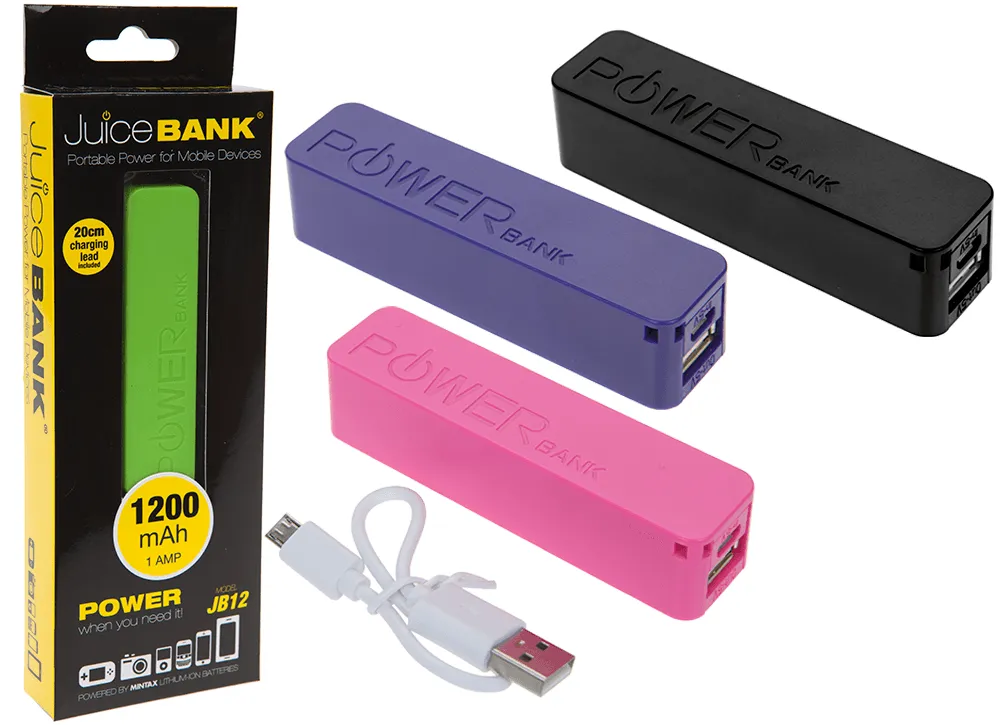 Portable USB Charger Power Bank For Mobile Devices - 1200 mAh