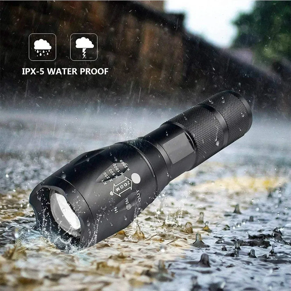 Powerful T6 LED Super Bright Aluminum Alloy Portable Flashlight USB Charging IPX5 Waterproof Camping Climbing Torch