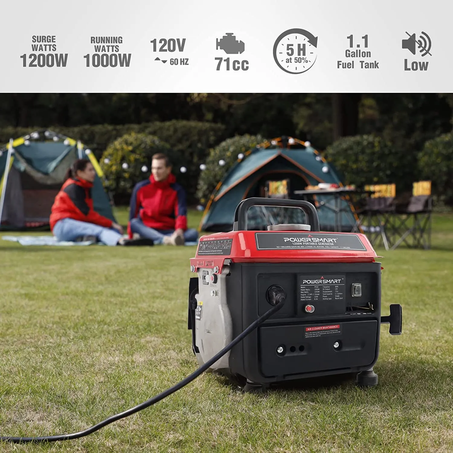 Powersmart PS50 Portable Generator 1000/1200W Gas 2 Stroke Recoil Start New