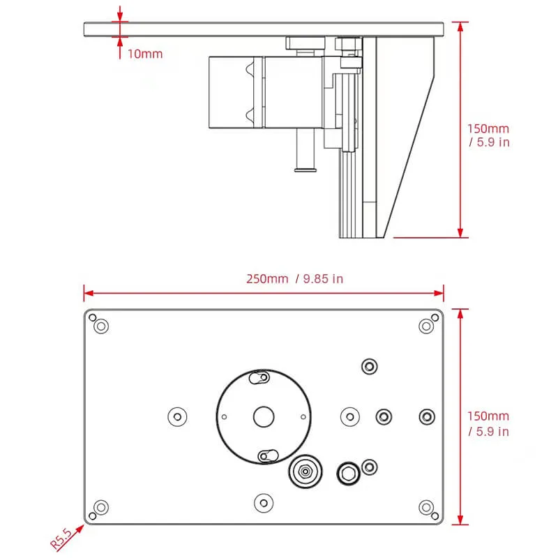 Precision Router Lift for 65mm Diameter Motors   Plate