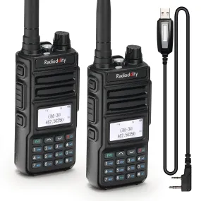 Radioddity GM-30 GMRS Radio [2 Pack   Cable] | 5W | VHF & UHF Scanner | NOAA | USB-C | SYNC