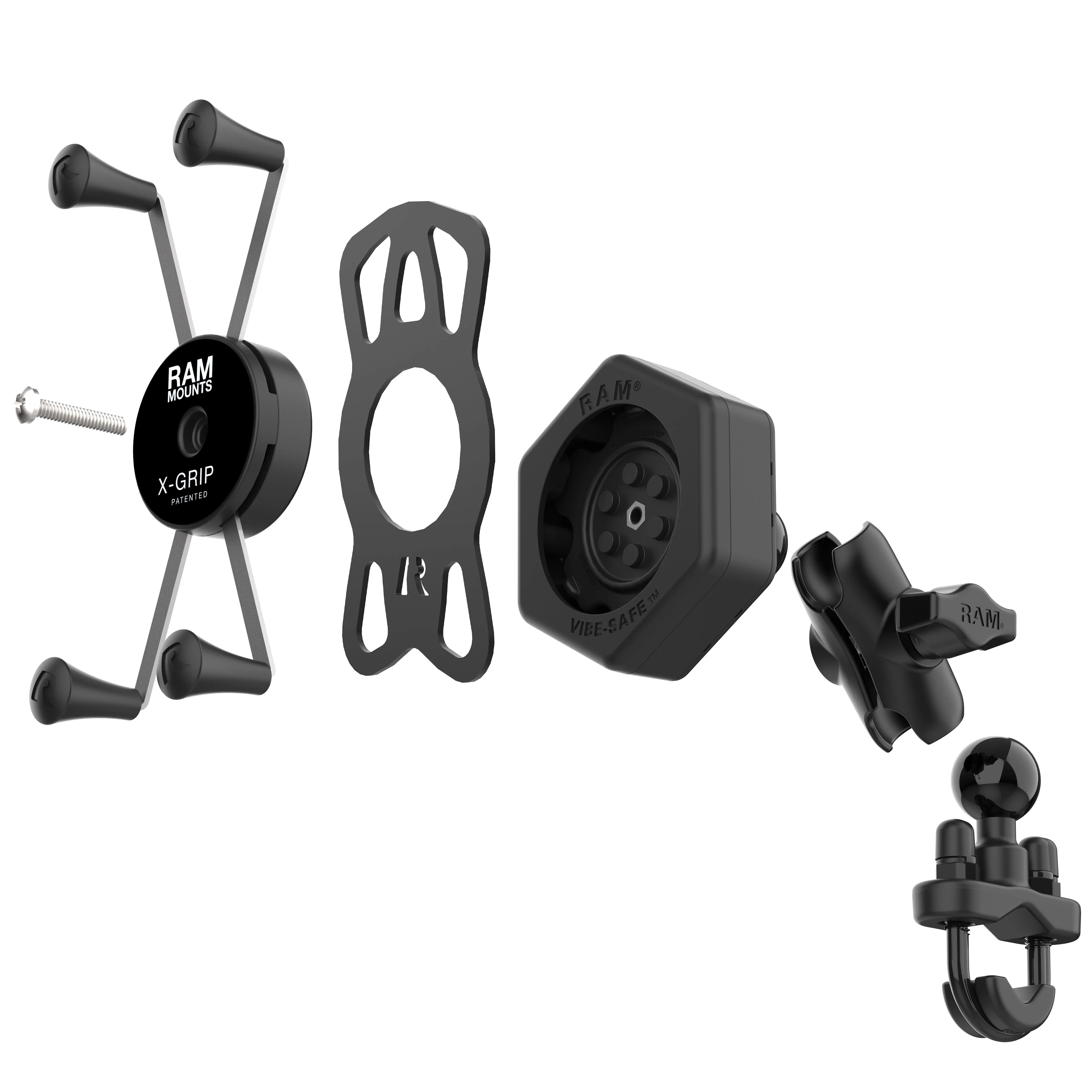 RAM® X-Grip® Large Phone Mount with Vibe-Safe™ & U-Bolt Base - Short