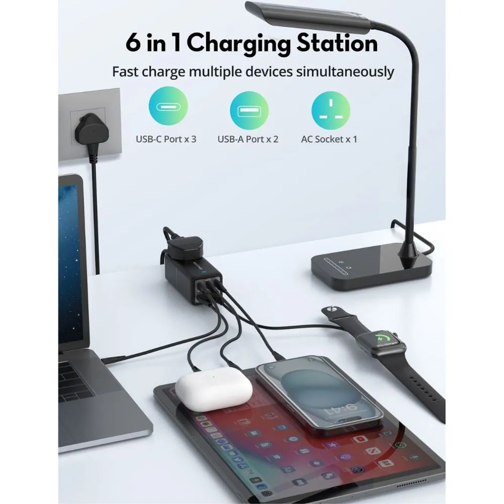 RAVPower 75W Power Strip 5-Port with AC Power Socket   Travel Charger Combo - PC1062