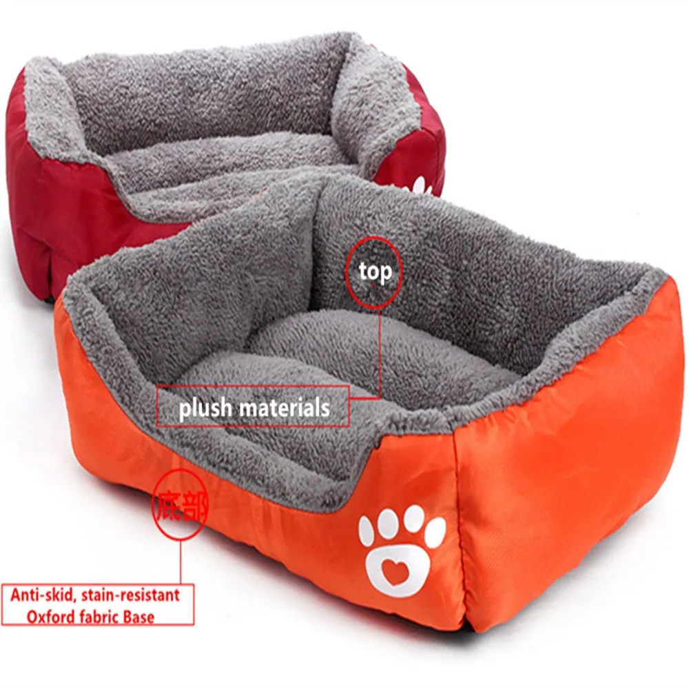 Rectangular Bed With Paw Design