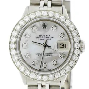 Rolex Datejust 26mm 1.30Ct Diamond Bezel/White MOP Dial Jubilee Steel Watch TFJ-142508046