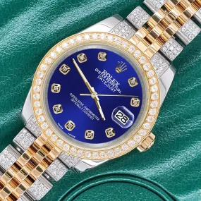 Rolex Datejust 31mm 2-Tone Watch 3.56ct Diamond Navy Blue Dial/Bezel/Bracelet TFJ-142507991