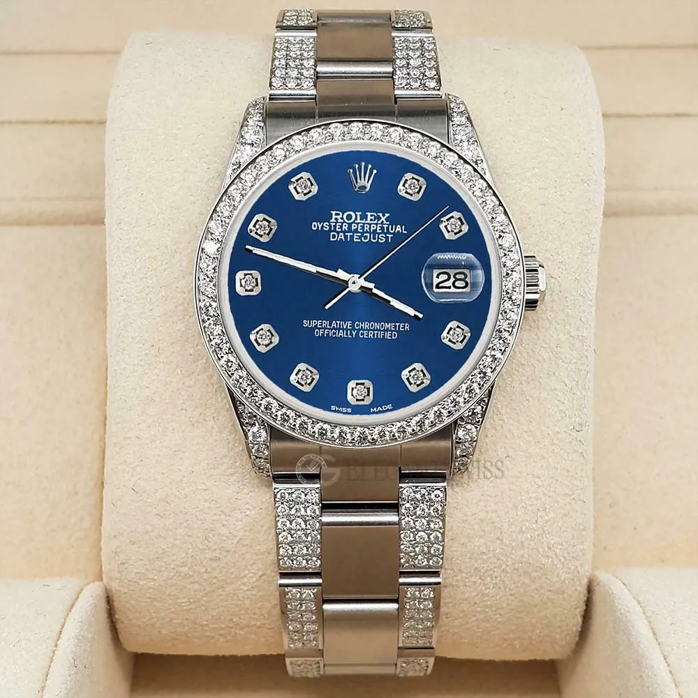 Rolex Datejust 31mm 3.5ct Diamond Bezel/Lugs/Bracelet/Cobalt Blue Dial Watch TFJ-142508818