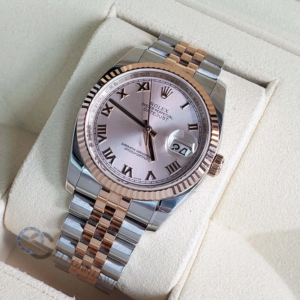 Rolex Datejust 36mm Pink Roman Dial Rose Gold/Steel Jubilee TFJ-142508306