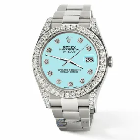 Rolex Datejust 41 126300 4.4CT Diamond Bezel/Lugs/Aqua Blue Dial, TFJ-142508756