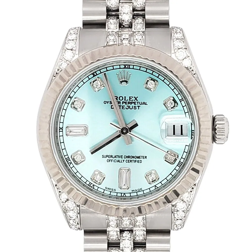 Rolex Datejust   Diamonds Watch With Turquoise Baguette Dial   TFJ-142508236