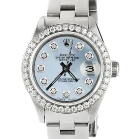 Rolex Datejust Ladies 26mm Diamond Bezel/Blue Carolina MOP Dial Oyster Watch TFJ-142508030