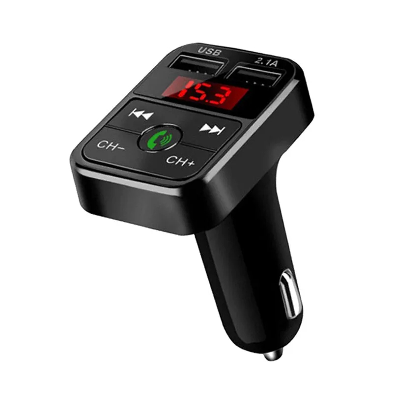 Rovtop Handsfree Wireless Bluetooth Car  Kit FM Transmitter TF Card LCD MP3 Player Dual USB 2.1A Car Charger Phone Charger