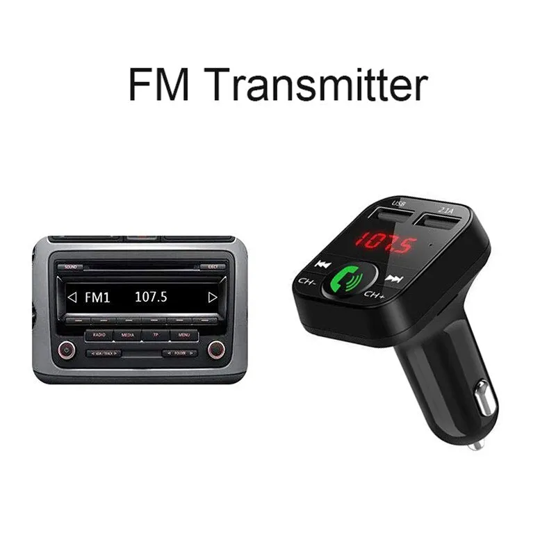 Rovtop Handsfree Wireless Bluetooth Car  Kit FM Transmitter TF Card LCD MP3 Player Dual USB 2.1A Car Charger Phone Charger