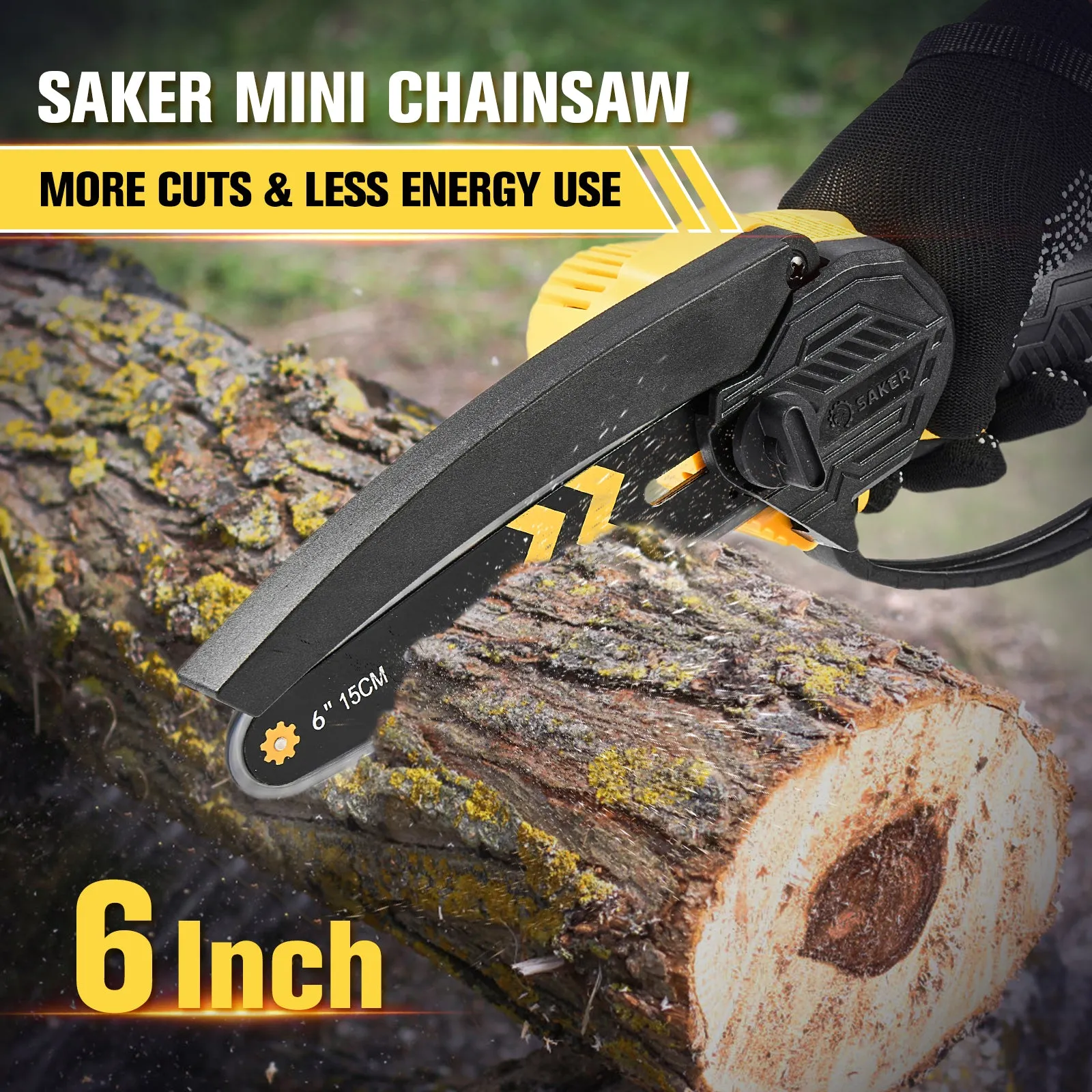 SAKER® Mini Chainsaw Cordless 6-Inch