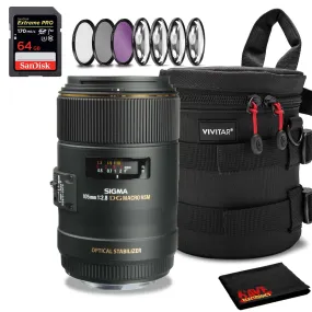 Sigma 105mm Lens for Canon EF (Intl Model) (258101) Bundle