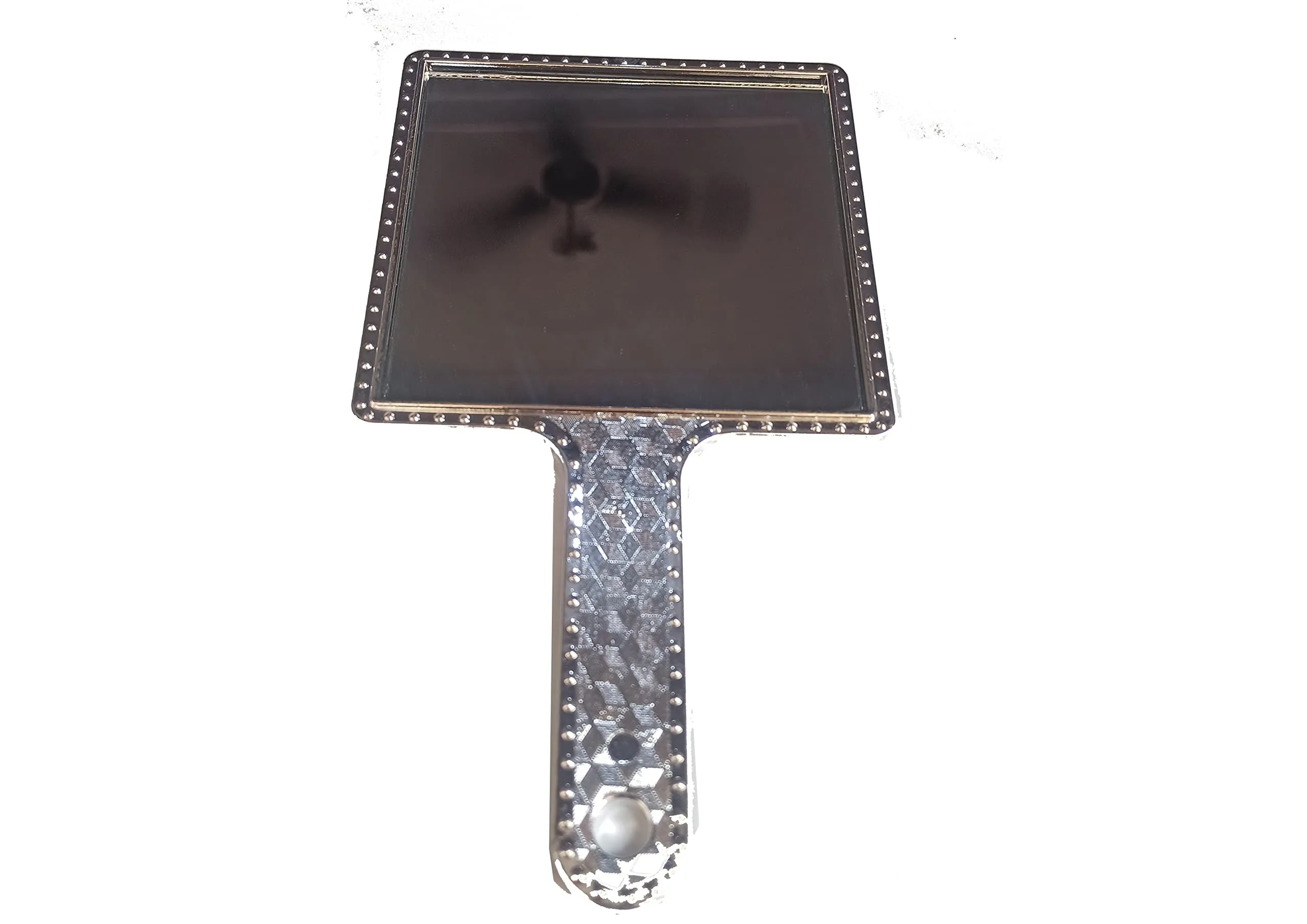 Silver Queen 9 Inch Hand Mirror, Handheld Mirror with Handle, Portable Mirror, Personal Makeup Plastic Square Mirror - Silver