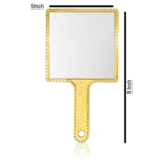 Silver Queen 9 Inch Hand Mirror, Handheld Mirror with Handle, Portable Mirror, Personal Makeup Plastic Square Mirror - Silver