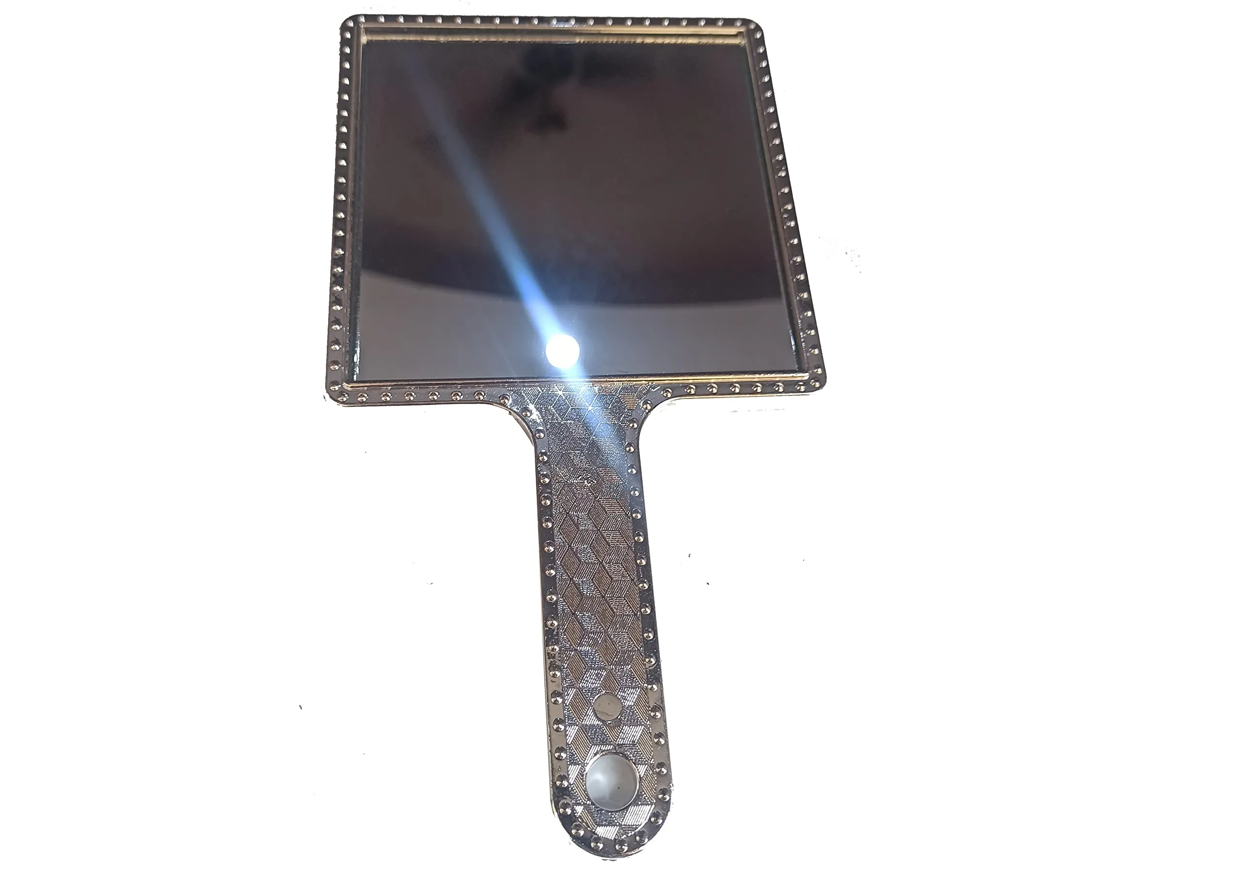 Silver Queen 9 Inch Hand Mirror, Handheld Mirror with Handle, Portable Mirror, Personal Makeup Plastic Square Mirror - Silver