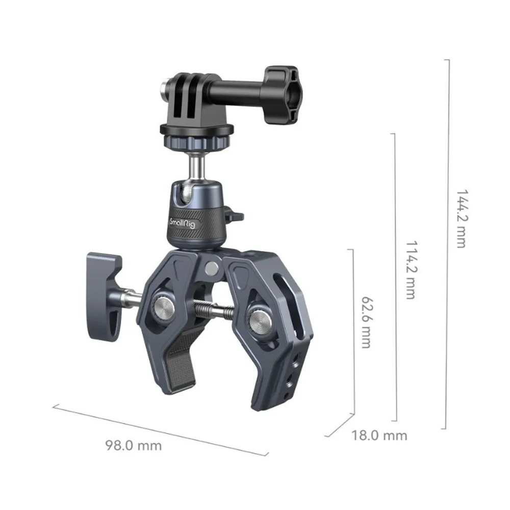 SmallRig Super Clamp with Ball Head Mount, 14-65mm Clamping Range, 3.5kg Load Capacity, Action Camera Mount, 1/4"-20 & 3/8"-16 Attachment Holes for Photography & Studio Equipment | 4102B