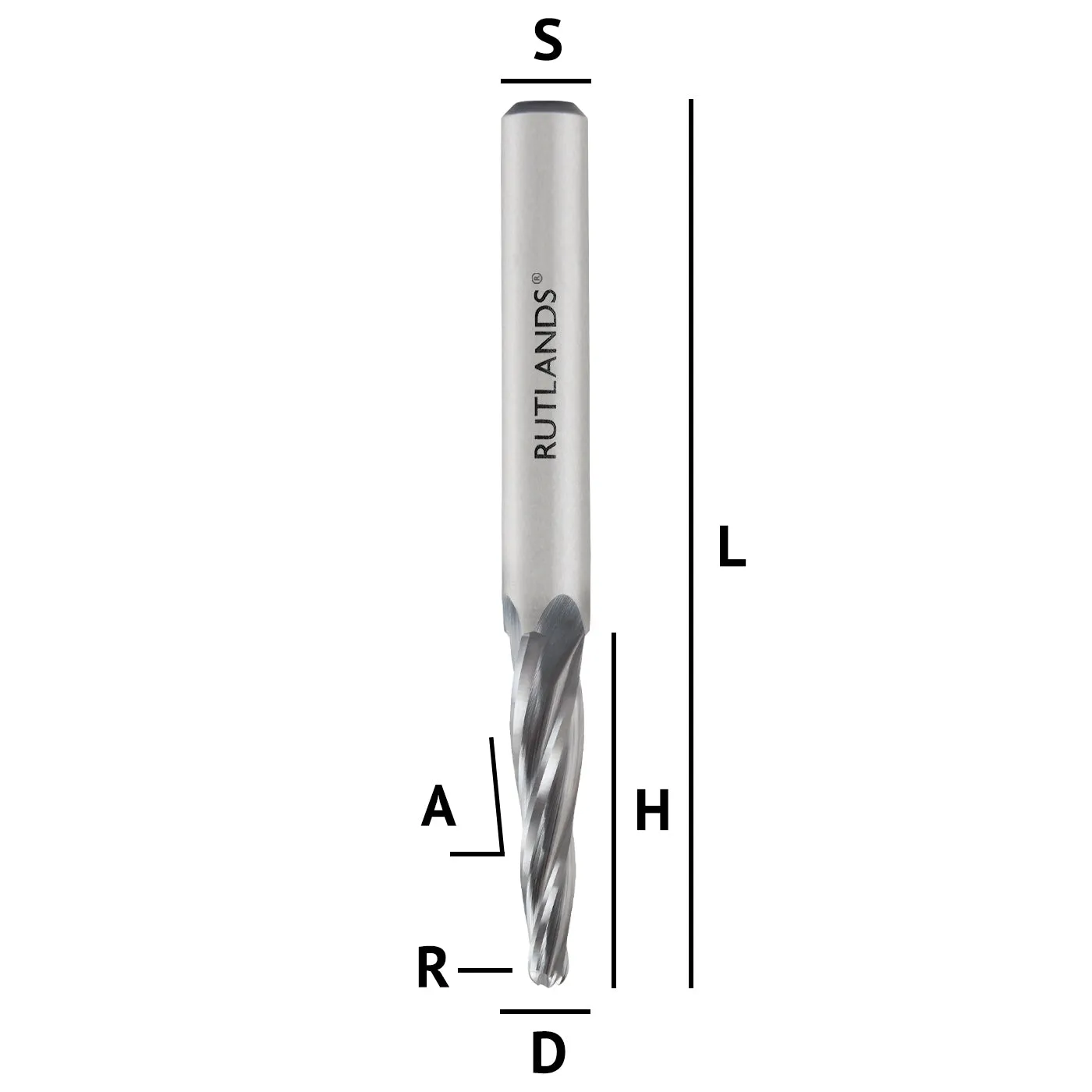 Solid Carbide Router Bit - Spiral 2 Flute Conical Ball Nose