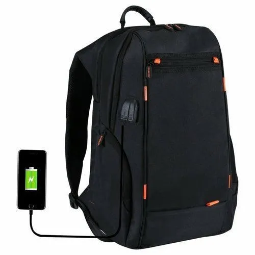 Solid Color Waterproof Backpack With USB Charging Port