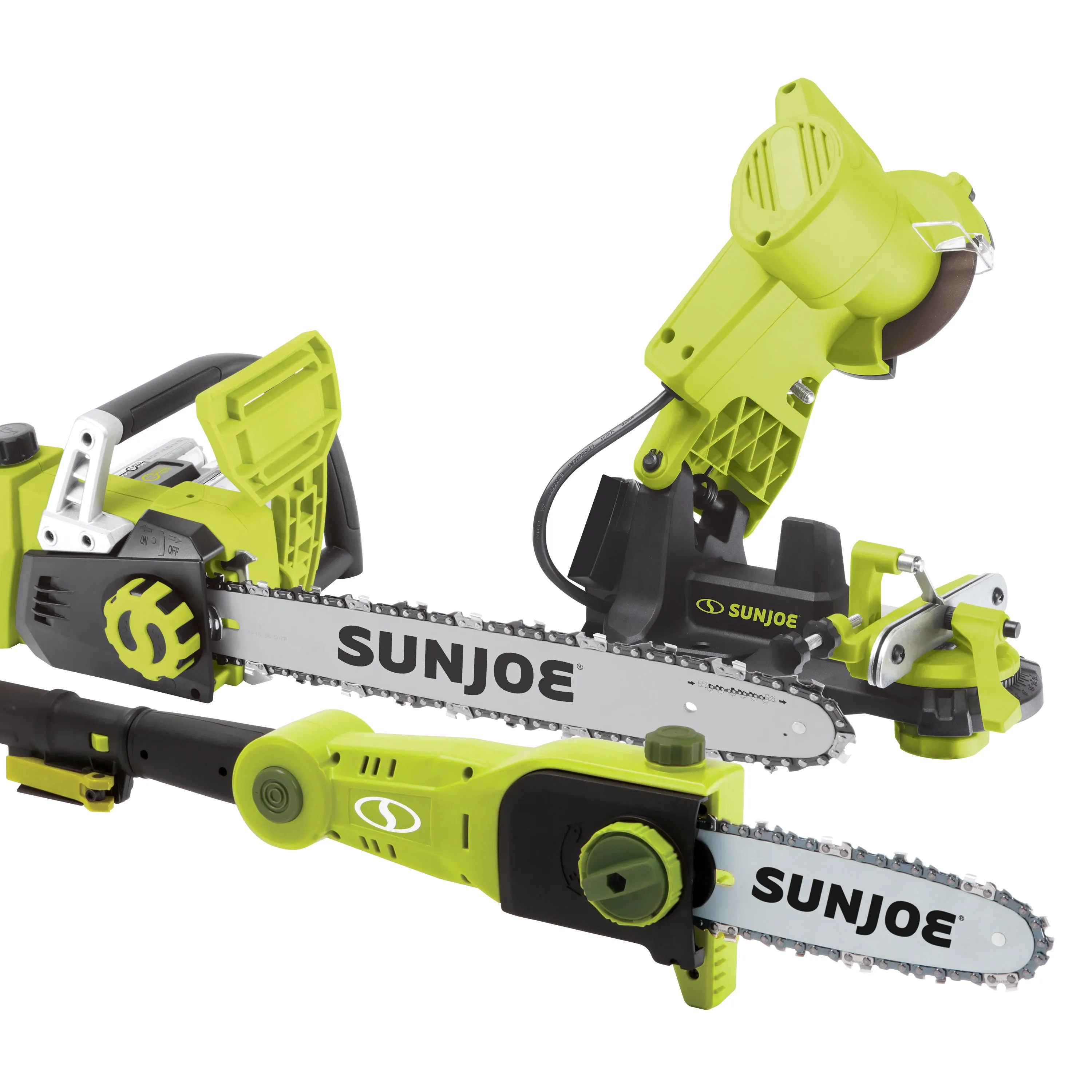 Sun Joe 24V-SAW-BDL 24-Volt iON  Chainsaw Bundle | W/ Chainsaw Kit, Pole Saw Kit, and Chainsaw Sharpener