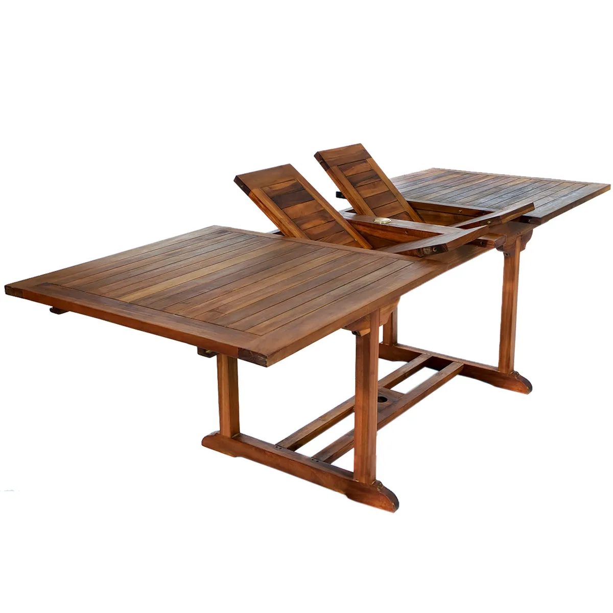 Teak 7-Piece Butterfly Dining Set, Table Extends 72", 83" & 95", Seats 8/10 People, Includes Dining Chairs.