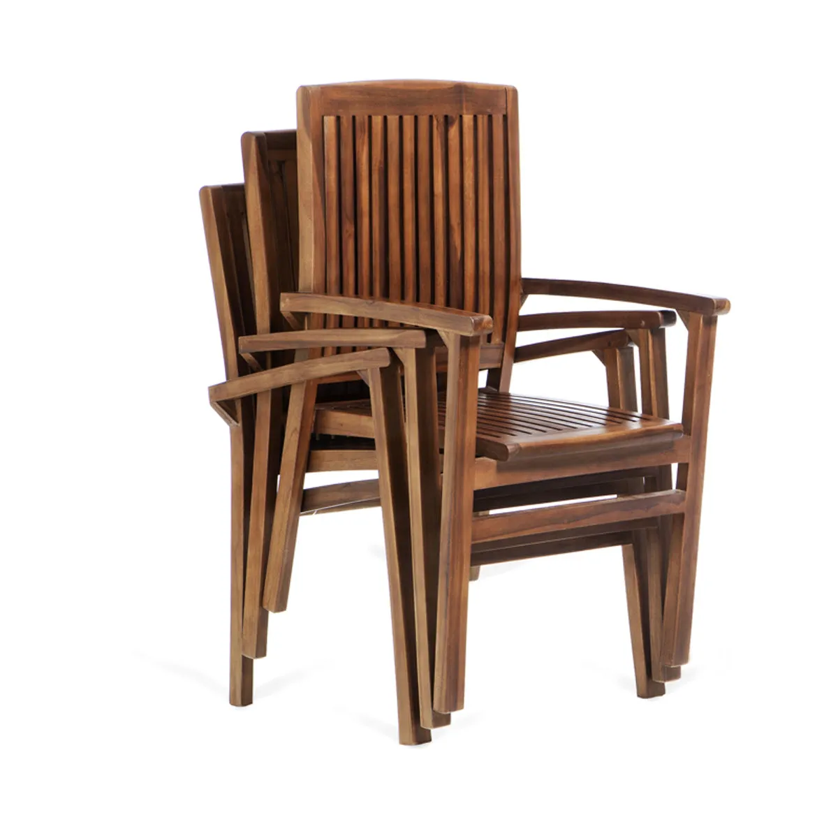 Teak 7-Piece Butterfly Leaf Dining Set, Table Extends 72", 83" & 95", Seats 8/10 People, Includes Stacking Chairs