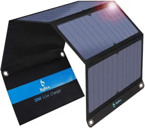 Tiny Solar Charger - BigBlue  -14W - SunPower Solar Panels with USB-A Port (5V/2.4A Max), IPX4 Waterproof, Portable Solar Phone Charger - Compatible with iPhone X/8/7, Tablet, Samsung, LG, etc