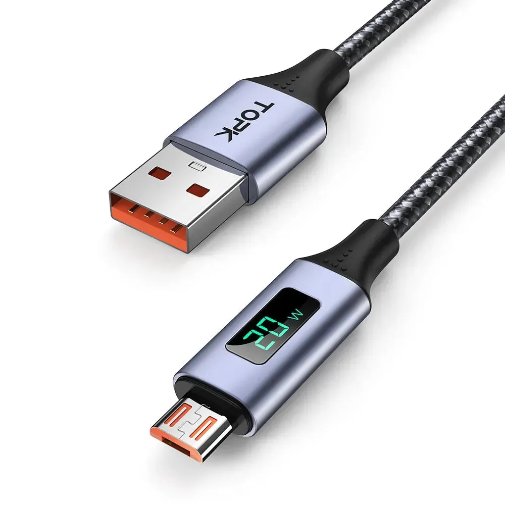 TOPK AN50 USB-C Cable with Volt Amp Display Data Fast Charge for Samsung, Xiaomi, LG, HTC