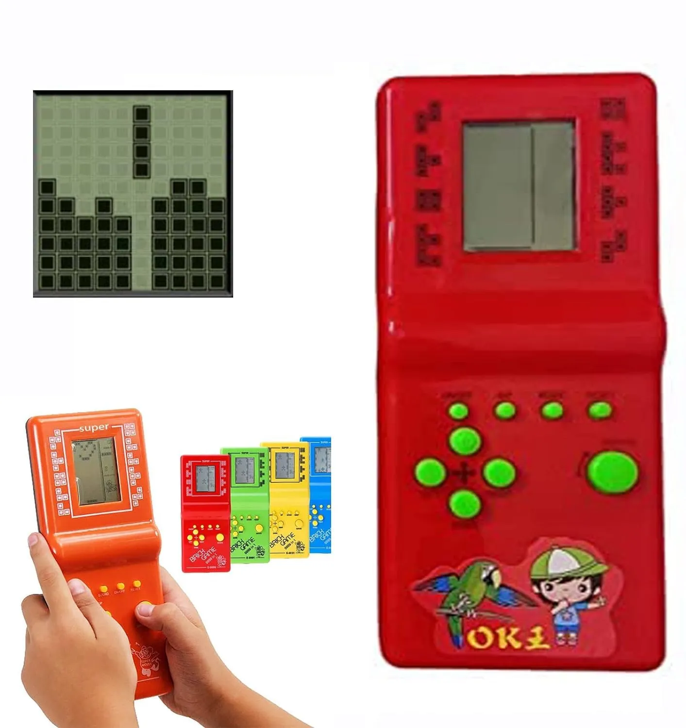 Toy King Video Game Hand held Brick Game 9999 in 1 Famous Handy Portable Indoor and Outdoor Video Game, Best Gift for Children