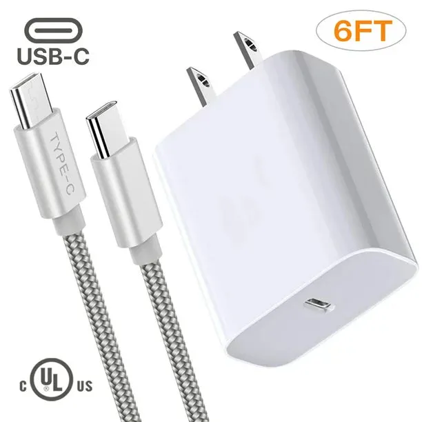 Type-C Adaptive Fast Charger Set For New Samsung Galaxy Note 10, including 6ft Type-C to Type-C Cable   Adaptive Wall Charger 18wTechnolo Newgy