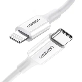 UGREEN 20W PD USB-C to Lightning Fast Charging 3A Cable with 480Mbps High Speed Data Sync, Nickel Plating ABS Shell (1M) | 10493