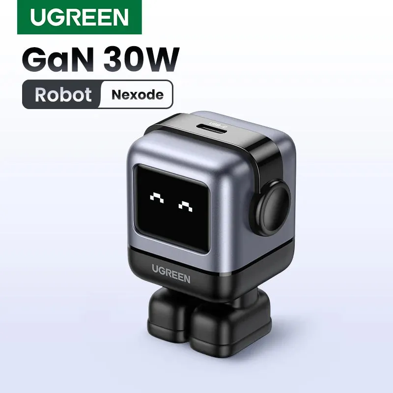 UGREEN 30W-65W Robot Design GaN Charger -  Multi-Port  Simultaneous & Fast Charging PD3.0 Charger, UAS Plug & Compatibility with All Brands of Gadgets - Elegant Gift for All