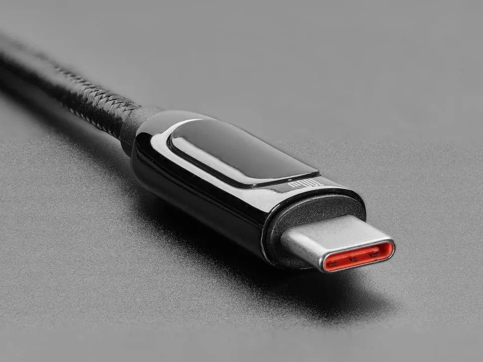 USB C to USB C Cable w/ 100W Watt Display - 2 meter Black Woven