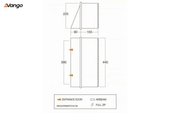 Vango Zipped Front Awning - SentElite - TA101 - Tahiti/Anantara/Ventana