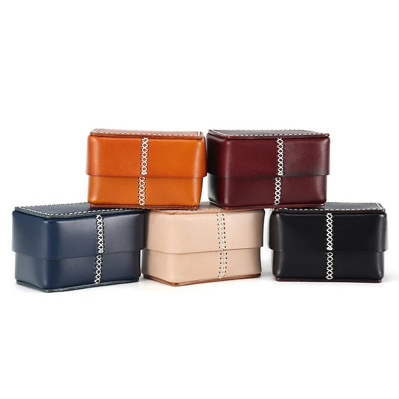 Vintage Square Portable Leather Watch Storage Box